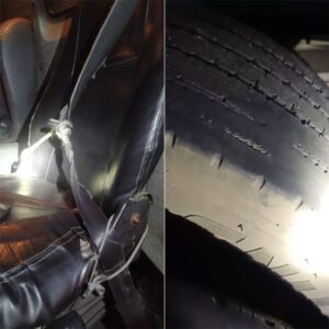 PRF apreende caminhão com cinto de segurança improvisado e pneu em mau estado na BR-304, RN