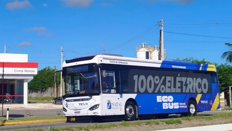 Natal testa ônibus 100% elétrico em linhas de transporte público
